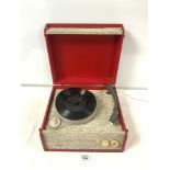 A VINTAGE PORTABLE RECORD PLAYER.