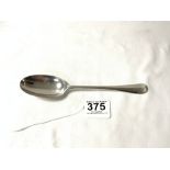 HALLMARKED EDWARDIAN HEAVY SILVER GEORGIAN DESIGN RAT TAIL TABLE SPOON. 21 CMS, LONDON 1903, MAKER