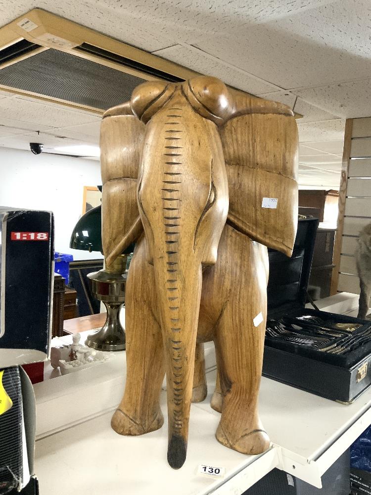 LARGE WOODEN CARVED AFRICAN ELEPHANT 59CM - Image 2 of 4