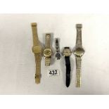 A 1960s GENTS TIMEX AUTOMATIC DAY/DATE WRIST WATCH, THREE OTHER GENTS WRIST WATCHES AND ONE LADIES