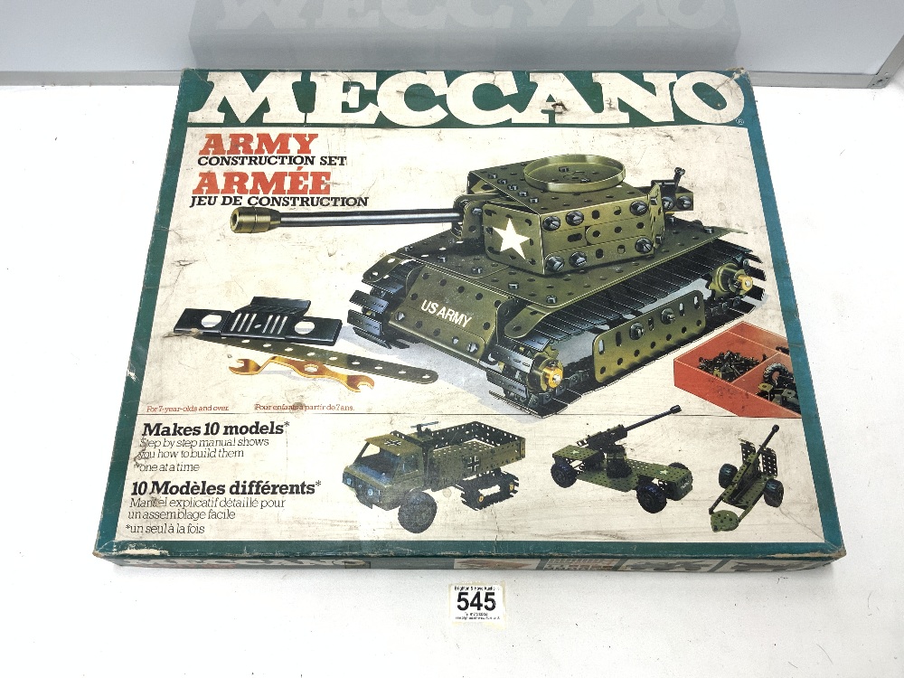 TWO MECCANO ARMY CONSTRUCTION SETS IN ORIGINAL BOXES, AND A BANDAI STEAM TRACTION ENGINE SET IN - Image 4 of 7
