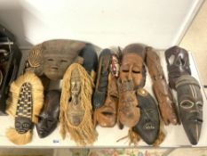 LARGE QUANTITY OF AFRICAN TRIBAL MASKS WITH SOUTH AMERICAN POTTERY MASK