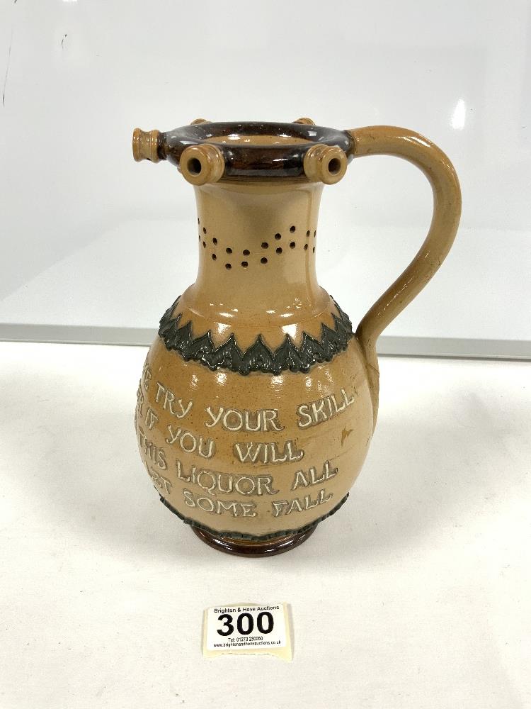 A DOULTON LAMBETH STONEWARE PUZZLE DRINKING JUG; 23 CMS.A/F - Image 2 of 5