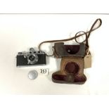 A LEICA III 1930'S RANGE FINDER CAMERA 50 MM, No 136412, IN LEATHER CASE.