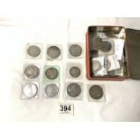 A COLLECTION OF COINS; INCLUDES TEN VICTORIAN COINS, TEN GEORGE V COINS, A BANK NOTE AND MORE