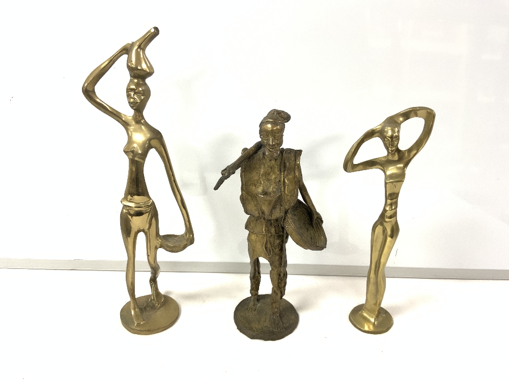 MIXED BRASS/BRONZE FIGURES LARGEST 36CM - Image 3 of 3