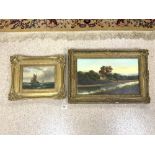TWO OILS BOTH IN ORNATE GILDED FRAMES ONE SIGNED T WILSON