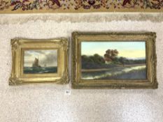 TWO OILS BOTH IN ORNATE GILDED FRAMES ONE SIGNED T WILSON