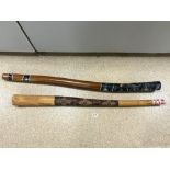 TWO ABORIGINAL DECORATED DIDGERIDOOS