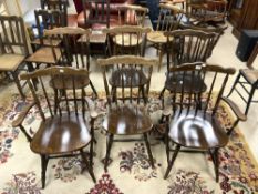 SIX VINTAGE KITCHEN CHAIRS WHICH INCLUDES TWO CARVERS