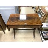 MAHOGANY SOFA TABLE WITH BRASS PAW FEET