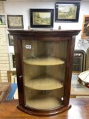 SMALL VINTAGE MAHOGANY CORNER CABINET WITH GOLDEN MATERIAL 66 X 36 CM
