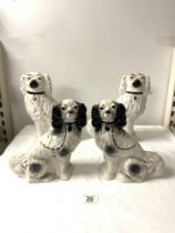 TWO PAIRS OF STAFFORDSHIRE STYLE DOGS, LARGEST 30CMS.