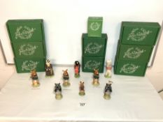 NINE PIECE BESWICK PIG ORCHESTRA, WITH DUPLICATES, WITH BOXES.