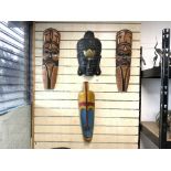 LARGE WALL MASKS; EASTERN AND AFRICAN CONTENT. LARGEST 73CM