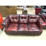 VINTAGE THREE SEATER CHESTERFIELD SOFA IN OX BLOOD LEATHER