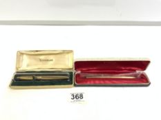 A GOLD-PLATED PARKER BALL POINT PEN AND ANOTHER BALL POINT PEN