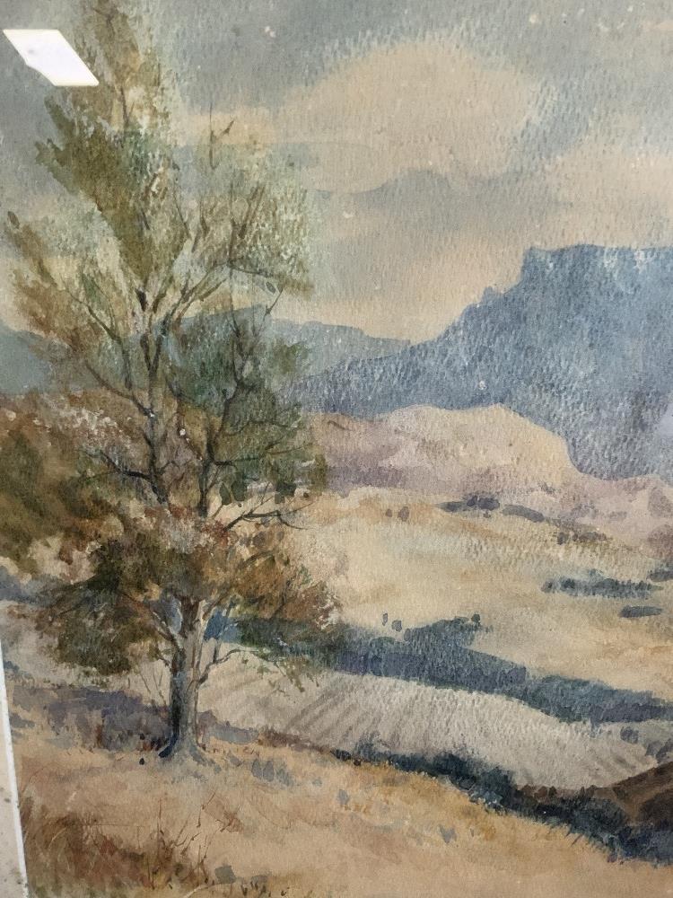 MAURICE FEARNS SIGNED WATERCOLOUR MOUNTAINOUS SCENE FRAMED AND GLAZED 58 X 53 CM - Image 2 of 5