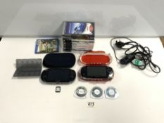A PSP WITH GAMES AND A PS VITA WITH UNCHARTED AND CHARGER FOR PSP.