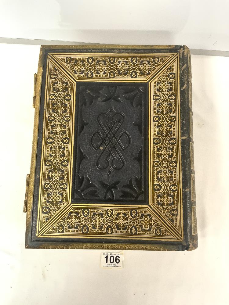 A VICTORIAN LEATHER BOUND FAMILY BIBLE WITH ORNATE BRASS CLASPS. - Image 13 of 13