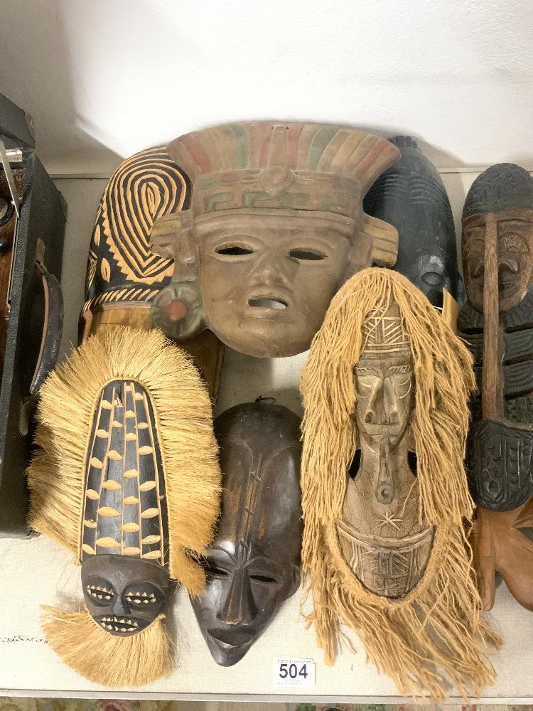LARGE QUANTITY OF AFRICAN TRIBAL MASKS WITH SOUTH AMERICAN POTTERY MASK - Image 2 of 6