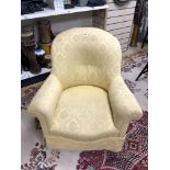 VINTAGE ARMCHAIR IN IN YELLOW AND GOLD MATERIAL