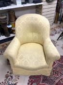 VINTAGE ARMCHAIR IN IN YELLOW AND GOLD MATERIAL