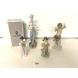LLADRO FIGURE - CLOWN IN LOVE, LLADRO FIGURE - SATYR, AND TWO OTHER LLADRO FIGURES.