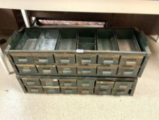 VINTAGE METAL BANK OF 24 FILLING DRAWERS, 92 X 46.