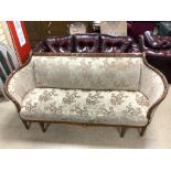 FRENCH STYLE LARGE THREE SEATER SOFA IN A DECORATIVE WOODED CARVED FRAME