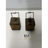 TWO EASTERN BRASS INKWELLS