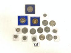 FIVE SHILLING COINS AND OTHER MIXED COINS.