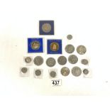 FIVE SHILLING COINS AND OTHER MIXED COINS.