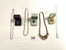 WHITE METAL / SILVER RINGS WITH STONES, SILVER CLASP TIGERS EYE NECKLACE AND MORE SILVER NECKLACES