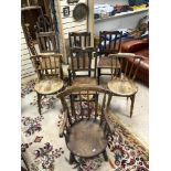 FOUR MATCHING EARLY 20TH CENTURY CHAIRS WITH THREE PENNY CHAIRS