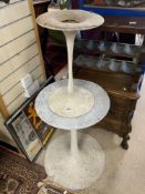 TWO MID CENTURY TULIP TABLE BASES BY - ARKANA, BASE 60 CMS DIAMETER LARGEST.