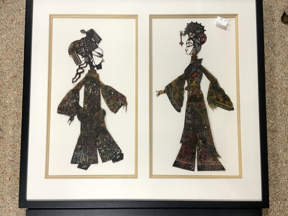 TWO CHINESE SHADOW PLAY PIECES OF ART BOTH FRAMED AND GLAZED LARGEST 54.5 X 49 CM - Image 2 of 5