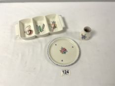 VINTAGE POOLE ENGLAND CHINA; THREE PIECES INCLUDES NUT DISH