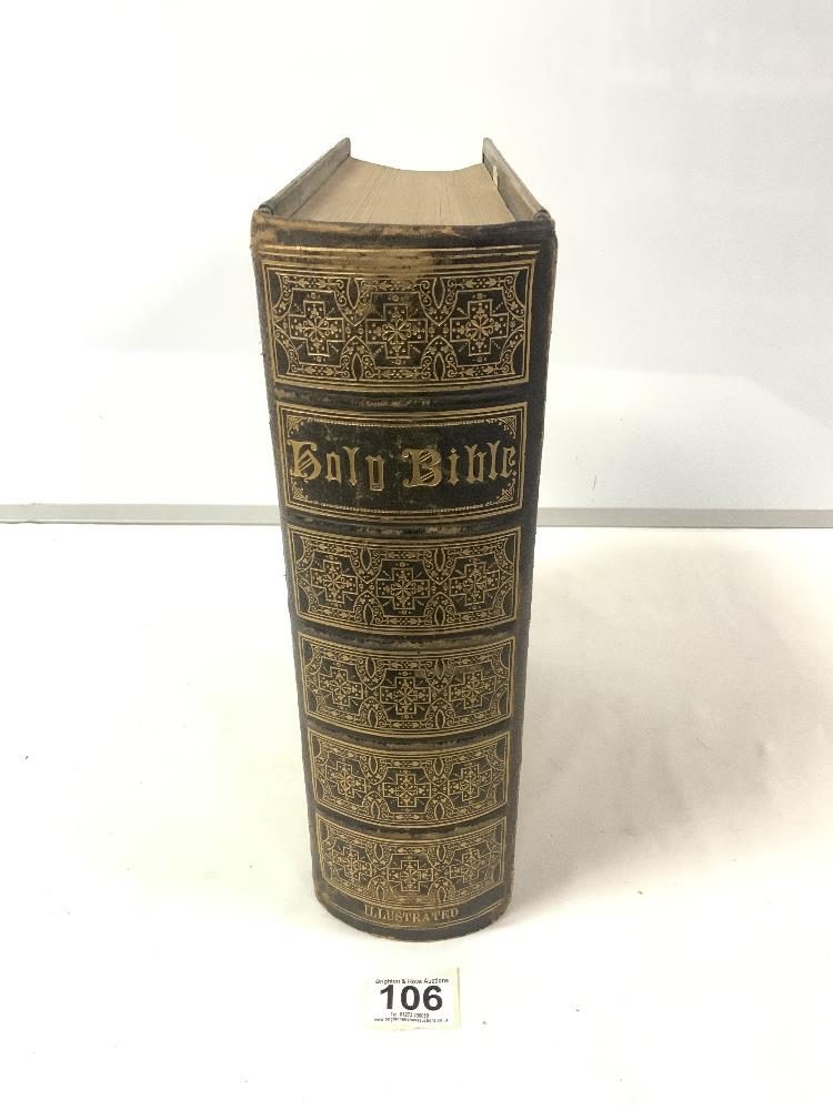 A VICTORIAN LEATHER BOUND FAMILY BIBLE WITH ORNATE BRASS CLASPS. - Image 2 of 13