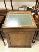 A REGENCY ROSEWOOD SLIDING TOP DAVENPORT WITH GREEN TOOLED LEATHER TOP AND BRASS GALLERY, 60 X 60