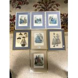 VINTAGE FRAMED AND GLAZED FASHION PRINTS LARGEST 32 X 42 CM