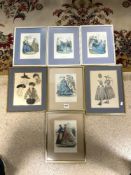 VINTAGE FRAMED AND GLAZED FASHION PRINTS LARGEST 32 X 42 CM