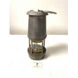 A BRASS AND SILVERED METAL MINERS LAMP- WM MAURICE LTD, SHEFFIELD.