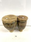 VINTAGE CERAMIC ANIMAL SKIN DRUM 31CM