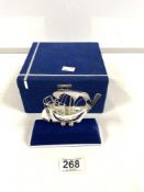 A 925 SILVER MODEL OF A DHOW; 14 CMS, BOXED.