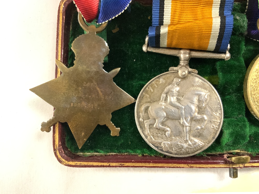 FOUR MEDALS - FIRST WORLD WAR MEDAL GROUP TRIO - AWARDED TO SJT W.J. ALBERY 2692. SURR. YEO, WHEN - Image 5 of 13