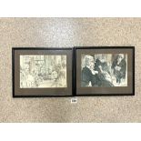 TWO FRAMED TOPOLSKI PRINTS, JUDGES IN CHAMBER, 30 X 21.