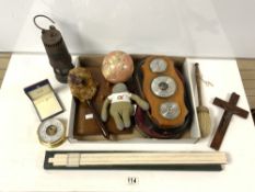 MIXED ITEMS INCLUDE MINERS LAMP, BAROMETER AND MORE