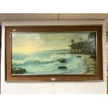 MID-CENTURY SIGNED PICTURE IN A RETRO FRAME 120 X 68 CM