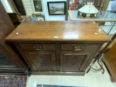 VINTAGE MAHOGANY CARVED FRONTED CABINET 106 X 94 X 44CM